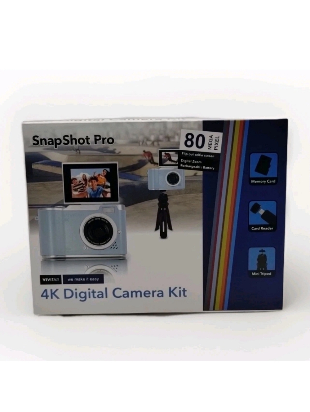 Vivitar SnapShot Pro 4K Digital Camera Kit Selfie Screen 80Megapixels W/Case NIB